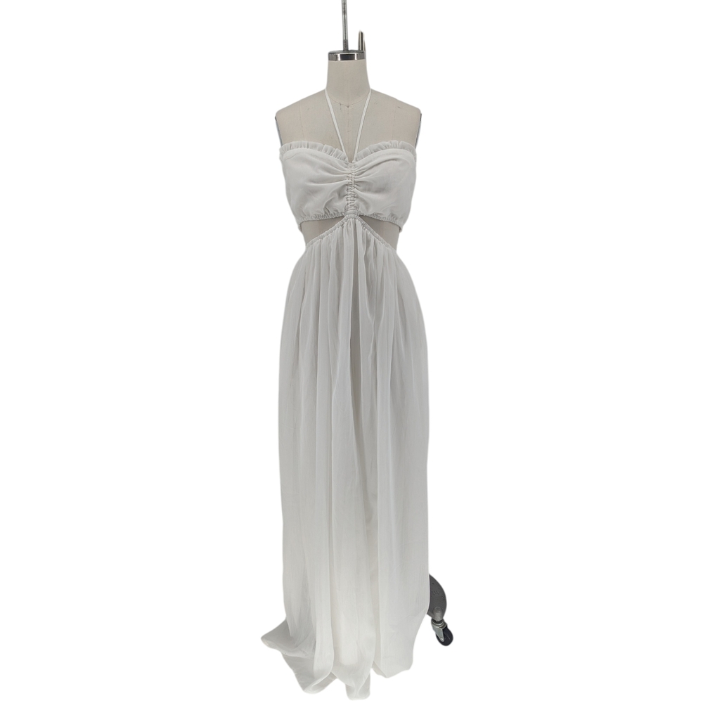 19981 NEW Hers & Mine Sweetheart Jumpsuit White size Large bohemian resortwear